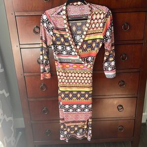 Multi-colored Wrap Dress